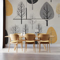 Autumn Grove Mural Wallpaper — Mid-Century Graphic Forest Mural Wallpaper - room preview 02