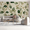 Eucalyptus & Berry Vine Mural Wallpaper — Botanical Art Pattern Mural Wallpaper - room preview 02