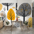Abstract Orchard Mural Wallpaper — Mid-Century Botanical Forest Mural Wallpaper - room preview 02