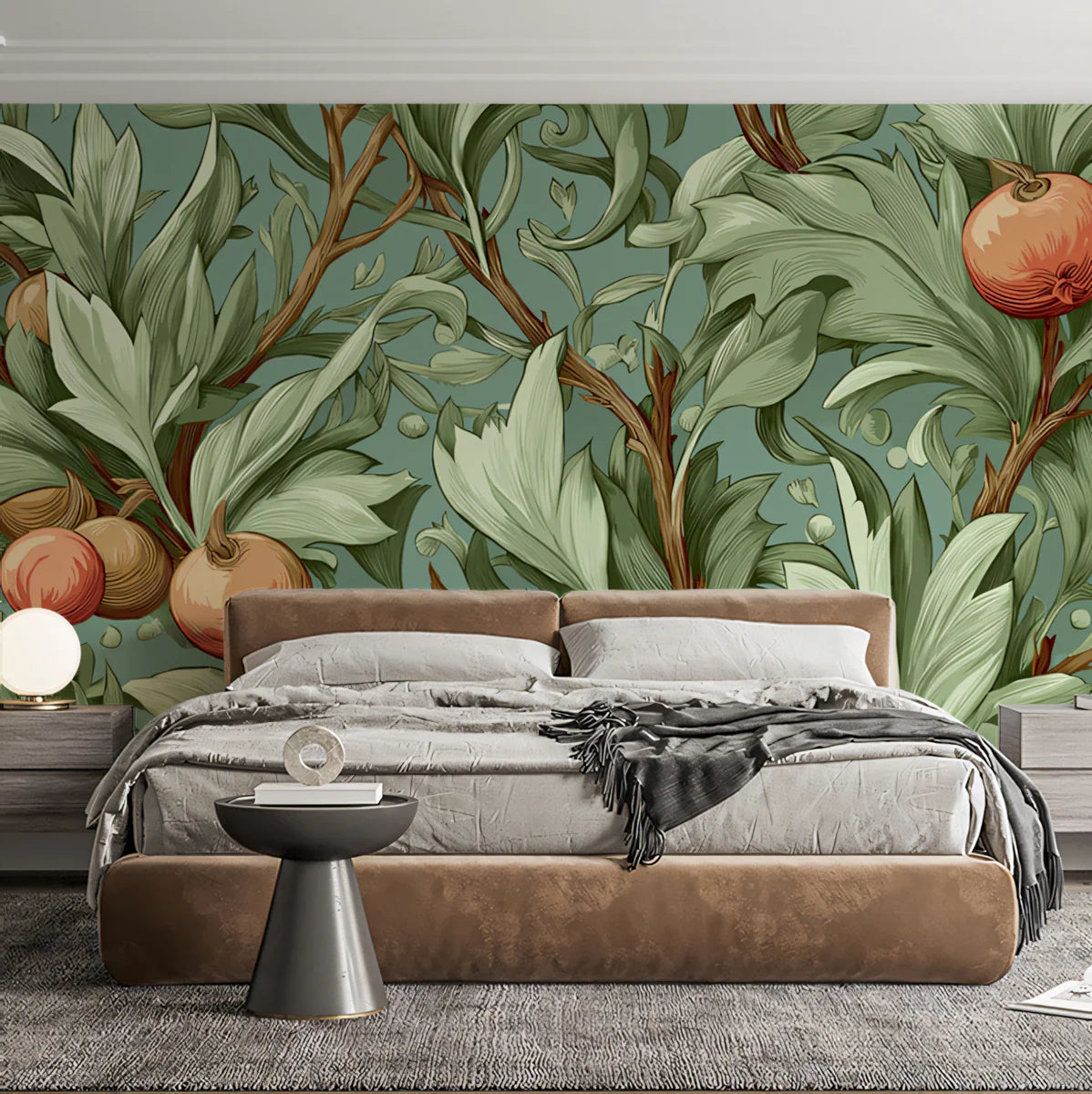 Art Nouveau Fruit and Foliage Mural Wallpaper — Botanical Art Mural Wallpaper - room preview 02
