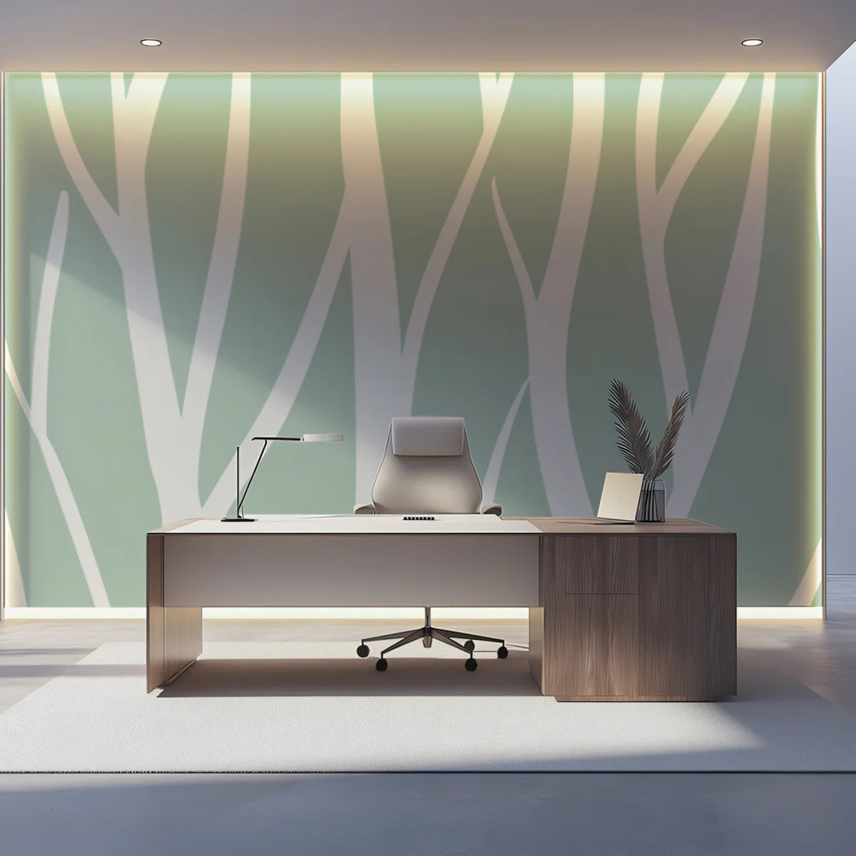 Abstract Twig Mural Wallpaper — Minimalist Nature Pattern Mural Wallpaper - room preview 02