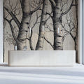 Minimalist Birch Forest Mural Wallpaper — Detailed Sketch Art Mural Wallpaper - room preview 02