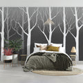 Minimalist Birch Forest Mural Wallpaper — High Contrast Graphic Mural Wallpaper - room preview 02