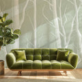 Misty Birch Forest Mural Wallpaper — Soft Sage and White Mural Wallpaper - room preview 02