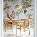 Woodland Critters Mural Wallpaper — Whimsical Forest Scene Mural Wallpaper - room preview 02
