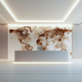 Watercolor World Map Mural Wallpaper — Rustic Coffee Wash Aesthetic Mural Wallpaper - room preview 02
