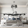 Aviation Sketch Mural Wallpaper — Bold Charcoal Jet Art Mural Wallpaper - room preview 02