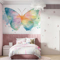 Rainbow Watercolor Butterfly Mural Wallpaper — Artistic Expression Mural Wallpaper - room preview 02