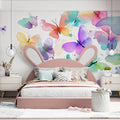 Rainbow Butterfly Swarm Mural Wallpaper — Whimsical Watercolor Art Mural Wallpaper - room preview 02