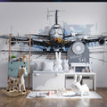 Aviation Sketch Mural Wallpaper — Artistic Line Art Design Mural Wallpaper - room preview 02
