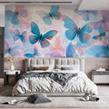 Watercolor Butterfly Swarm Mural Wallpaper — Whimsical Art Mural Wallpaper - room preview 02