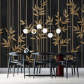 Gilded Bamboo & Vertical Stripe Mural Wallpaper — Modern Luxe Mural Wallpaper - room preview 02