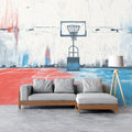 Urban Basketball Court Mural Wallpaper — Abstract Artistic Design Mural Wallpaper - room preview 02
