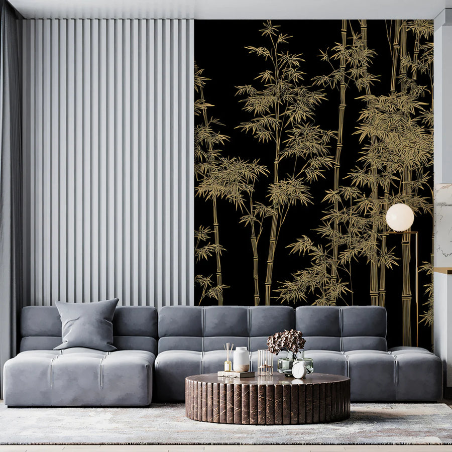Nature Wallpaper Mural – Natural Wall Mural – Golden Bamboo Forest — Botanical Dark Academia