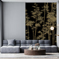 Golden Bamboo Forest Mural Wallpaper — Botanical Dark Academia Mural Wallpaper - room preview 02