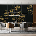 Golden Bamboo Botanical Mural Wallpaper in Charcoal Mural Wallpaper - room preview 02