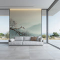 Misty Mountain Ink Wash Mural Wallpaper — Minimalist Zen Landscape Mural Wallpaper - room preview 02