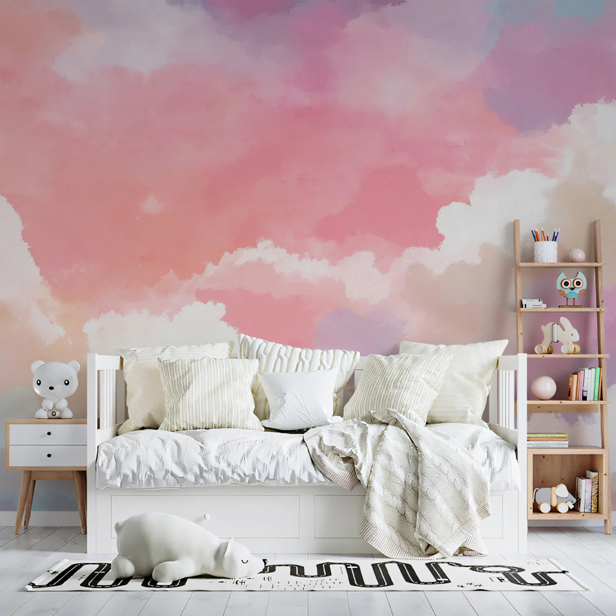 Ethereal Watercolor Sky Mural Wallpaper —Pastel Cloudscape Mural Wallpaper - room preview 02