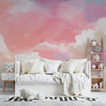 Ethereal Watercolor Sky Mural Wallpaper —Pastel Cloudscape Mural Wallpaper - room preview 02