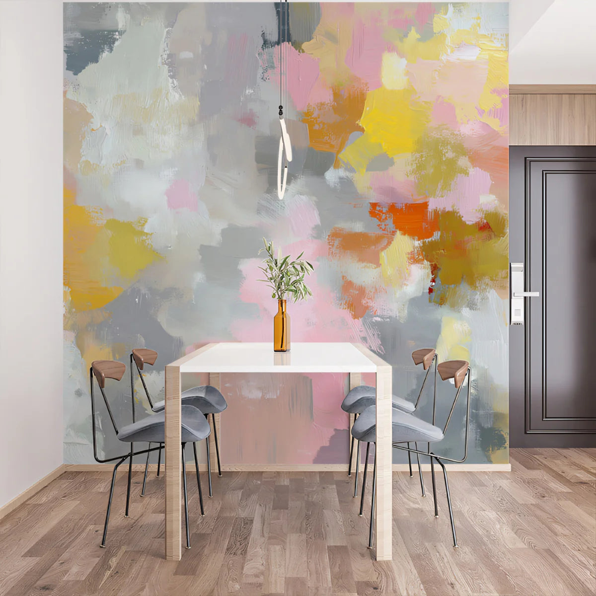 Abstract Impressionist Brushstroke Mural Wallpaper — Multicolored Mural Wallpaper - room preview 02
