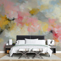 Abstract Impressionist Floral Mural Wallpaper in Soft Pastels Mural Wallpaper - room preview 02
