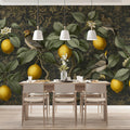 Lemon Tree Botanical Mural Wallpaper — Dark Damask Backdrop Mural Wallpaper - room preview 02