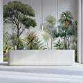 Lush Botanical Palm Mural Wallpaper — Painterly Tropical Forest Mural Wallpaper - room preview 02
