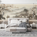 Oriental Plum Blossom Landscape Mural Wallpaper — Ink Wash Style Mural Wallpaper - room preview 02