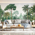 Verdant Jungle Palm Mural Wallpaper — Hand-Painted Botanical Style Mural Wallpaper - room preview 02