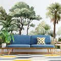 Watercolor Botanical Forest Mural Wallpaper — Lush Tropical Palm Mural Wallpaper - room preview 02