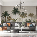 Vintage Palm & Safari Mural Wallpaper — Muted Earthy Landscape Mural Wallpaper - room preview 02