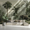 Vintage Jungle Mural Wallpaper — Sophisticated Tropical Wildlife Mural Wallpaper - room preview 02