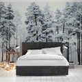 Snowy Pine Forest Mural Wallpaper — Monochrome Winter Landscape Mural Wallpaper - room preview 02