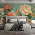 Underwater Garden Mural Wallpaper with Sea Turtle and Peony Florals Mural Wallpaper - room preview 02