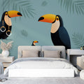 Tropical Toucan Mural Wallpaper —Modern Whimsical Bird Design Mural Wallpaper - room preview 02