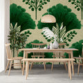 Gingko Fan Leaf Mural Wallpaper — Art Deco Botanical Pattern Mural Wallpaper - room preview 02