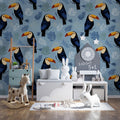 Tropical Toucan Mural Wallpaper —Whimsical Modern Bird Design Mural Wallpaper - room preview 02