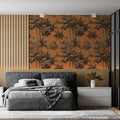 Tropical Birds and Palms Mural Wallpaper — Terracotta Botanical Mural Wallpaper - room preview 02