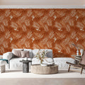 Small-Scale Tropical Bird Mural Wallpaper — Warm Terracotta Print Mural Wallpaper - room preview 02