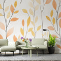 Minimalist Botanical Branch Mural Wallpaper in Soft Peach and Ochre Mural Wallpaper - room preview 02