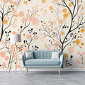 Abstract Branch & Blossom Mural Wallpaper — Modern Botanical Mural Wallpaper - room preview 02