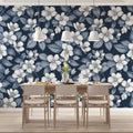 Midnight Floral Botanical Mural Wallpaper — Classic Illustration Mural Wallpaper - room preview 02