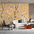 Spring Blossom Mural Wallpaper — Artistic Floral Branch Print Mural Wallpaper - room preview 02