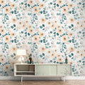 Soft Watercolor Floral Mural Wallpaper — Gentle Botanical Print Mural Wallpaper - room preview 02