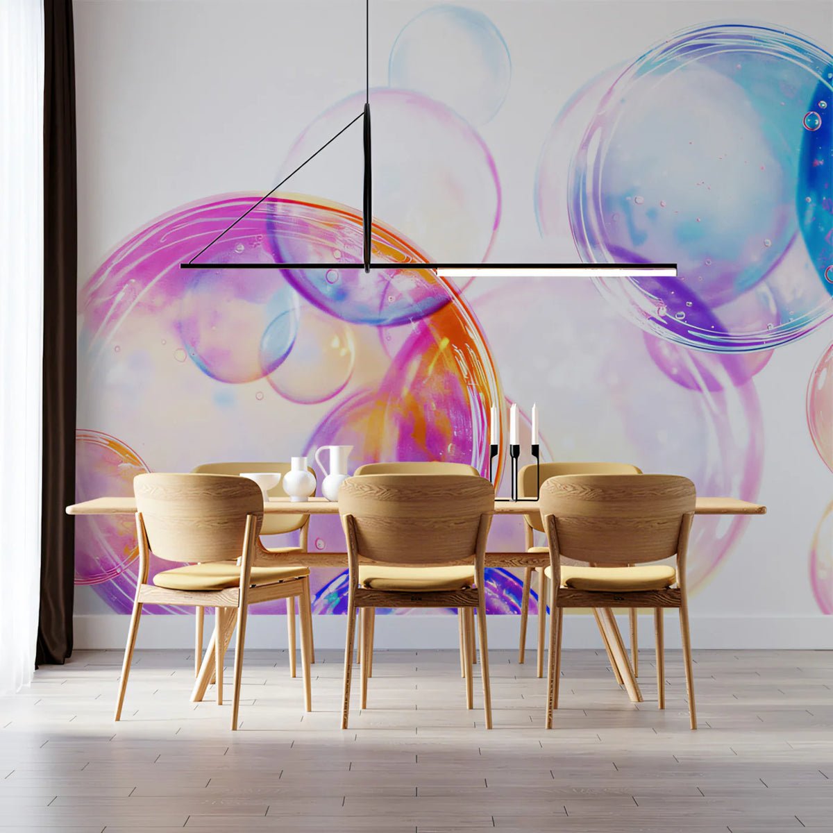 Iridescent Bubble Mural Wallpaper — Playful Abstract Design Mural Wallpaper - room preview 02