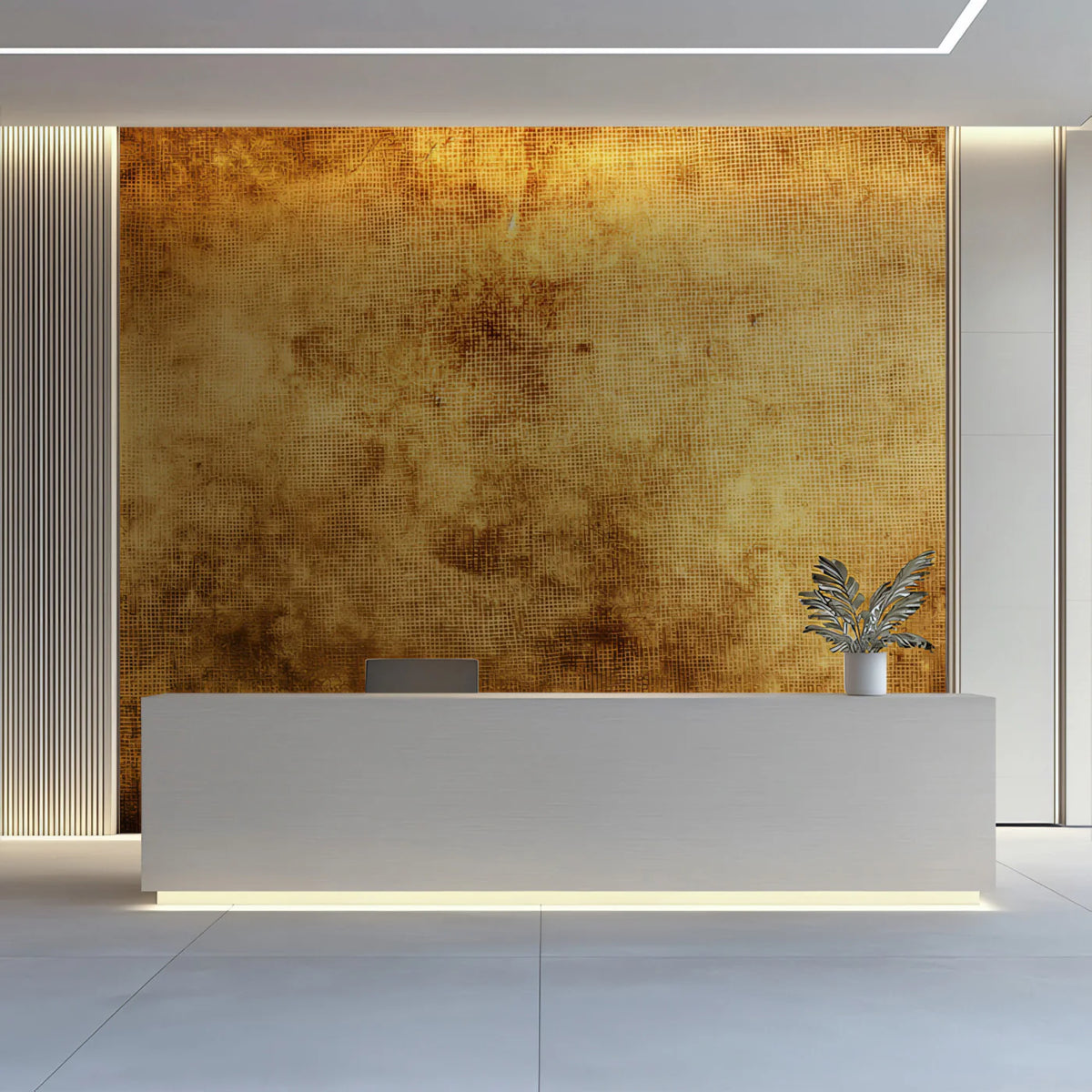 Aged Canvas Mural Wallpaper — Distressed Ochre and Umber Texture Mural Wallpaper - room preview 02