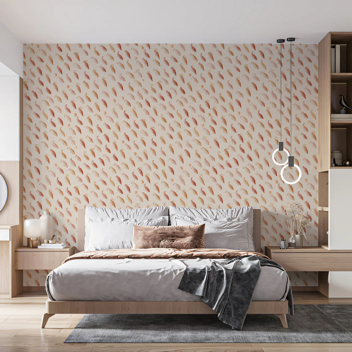 Minimalist Petal Mural Wallpaper — Soft Blush and Cream Mural Wallpaper - room preview 02