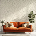 Crescent Moon and Bird Branch Mural Wallpaper — Cream and Charcoal Mural Wallpaper - room preview 02