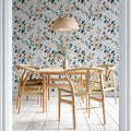 Blossoming Branch Mural Wallpaper in Peach and Slate Blue Mural Wallpaper - room preview 02