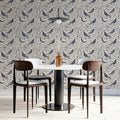 Crescent Moon and Perching Bird Mural Wallpaper —Monochromatic Mural Wallpaper - room preview 02